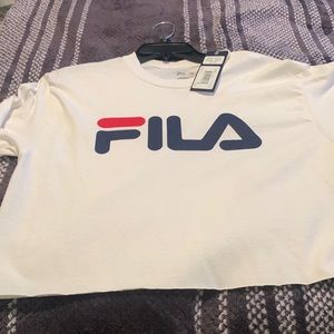 Fila white long sleeve crop